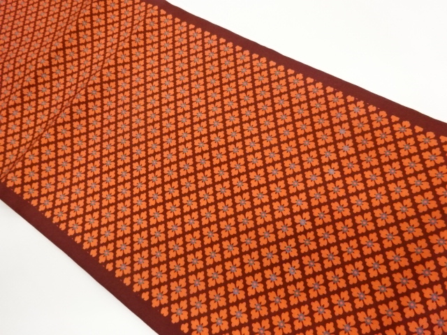 Nagoya obi with hana-hishi pattern (framed tailoring)